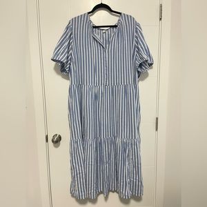 Blue and White stripe midi dress